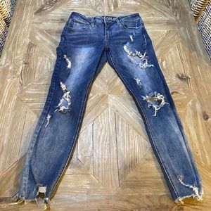 Hydraulic Juniors Mid Rise Curvy Ankle Stretch Skinny 7 Distressed